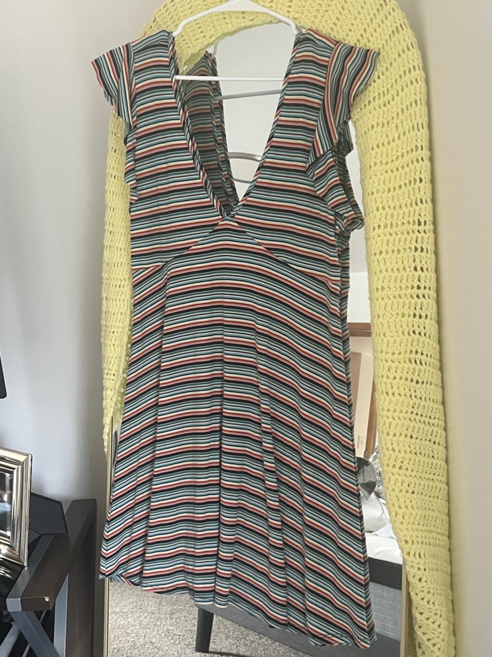 wild fable Multicolor Striped V-Neck Mini Dress
